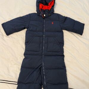 Ralph Lauren Dark Blue Snowsuit with Bright Red Lining size 18month